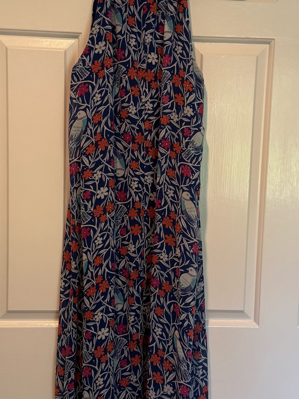 Old Navy Navy Maxi Dress with Pink & Orange Floral Bird Print